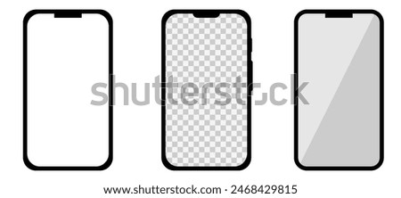 Smart phone icon mobile mockup. Front line cell phone on screen. Mobile phone symbol set. Vector illustration. on white background.