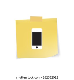 smart phone icon on note pad paper,vector