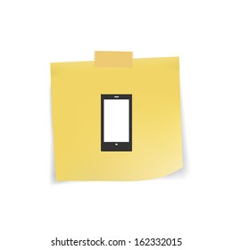 smart phone icon on note pad paper,vector