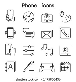 Smart Phone Icon Set In Thin Line Style