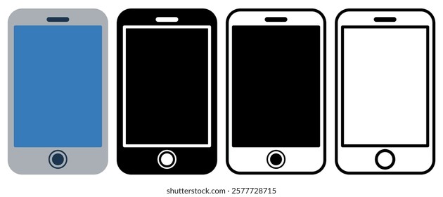 smart phone icon, simple flat style, pictogram logo symbol vector illustration, isolated on white for mobile app