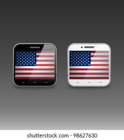 Smart phone icon with the US flag.