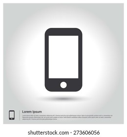 Smart phone Icon vector illustration, pictogram icon on gray background. Flat design style