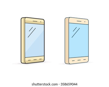 Icono de teléfono inteligente. Icono vector del smartphone en cuatro grosores diferentes. Estilo lineal