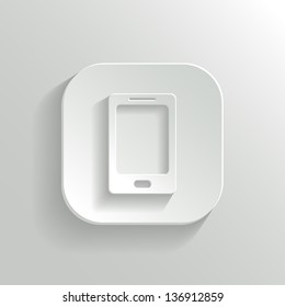 Smart phone icon - vector white app button with shadow