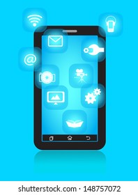 Smart Phone with icons of appendices of multimedia