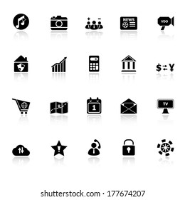 Smart phone icons with reflect on white background, stock vector