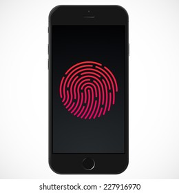 Smart Phone with ID Fingerprint icon. Vector illustration