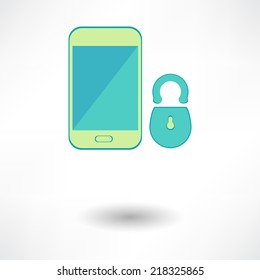  smart phone infographic element with lock icon 