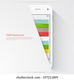 Smart Phone with Isolated. Realistic white vector. Flat design vector illustration concept for mobile apps. Design kit UI Elements 