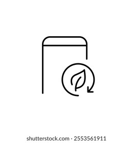 Smart phone and leaf in recycling arrow. Eco-friendly technology and devices. Pixel perfect vector icon