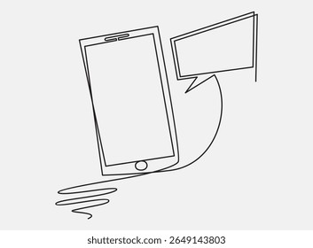 Smartphone-Zeilenhintergrund. Eine Zeile Zeichnungshintergrund. Kontinuierliche Linienzeichnung von Smartphones. Vektorgrafik.