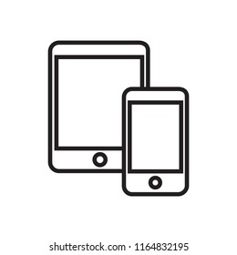 Smart phone line flat vector icon for mobile application, button and website design. Illustration isolated on white background. EPS 10 web design, logo, app, infographic