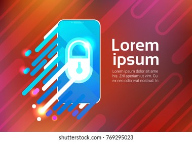 Smart Phone Lock Sceern Data Privacy Protection Security Concept Identification App Smartphone Vector Illustration