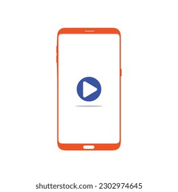 Smart phone logo design. mobile vector illustration with play button icon.