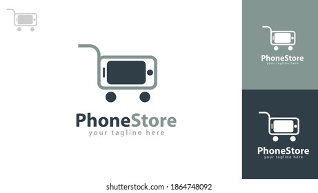 Smart phone logo design in the shape of a shopping cart. You can use it for the smart phone shop logo. Vector