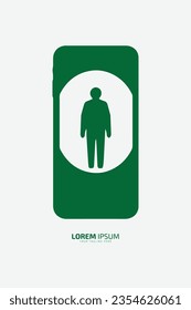 Smartphone Logo Symbol Handy Vektorsilhouette mit Mann Symbol auf dem Telefon