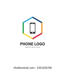 Smart phone logo template design. Smart phone logo with modern frame isolated on white background