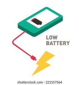 smart phone low battery flat design
