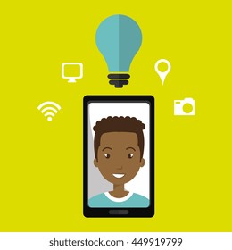 Smart phone and man isolated icon design, vector illustration  graphic 
