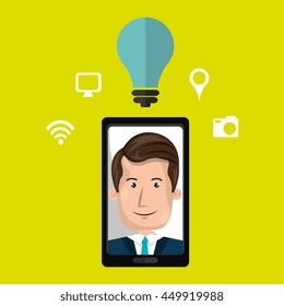 Smart phone and man isolated icon design, vector illustration  graphic 