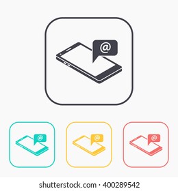smart phone message 3d isometric color icon set 