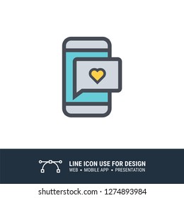 smart phone message chat love icon vector illustration