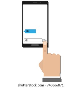 Smart phone message. hi vector icon illustration flat design