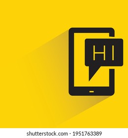 smart phone and message with shadow on yellow background