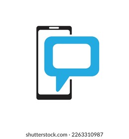 Smart phone with the message vector icon. Graphic symbol for web design, logo. Isolated sign on a white background.