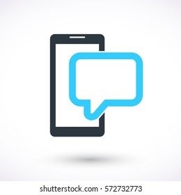 Smart phone with the message vector icon. Graphic symbol for web design, logo. Isolated sign on a white background.