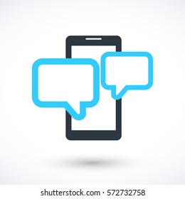 Smart phone with the messages vector icon. Correspondence chatting. Graphic symbol for web design, logo.