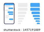 Smart Phone with messenger chat screen. Sms template bubbles for compose dialogues. Modern vector illustration flat style.