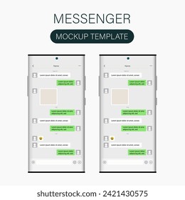 Plantilla de interfaz de usuario para smartphones y Messenger, aplicación de comunicación social y mensajería en ilustración de comunicación móvil. Plantilla de aplicación de chat. Smartphone moderno y realista.