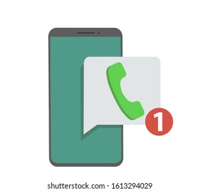 Smart Phone With Missed Call Symbol On The Screen. Vector Illustration In Flat Style.