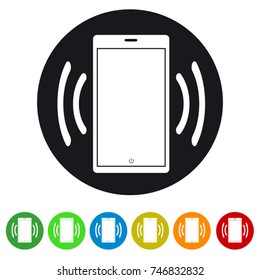 Smart phone mobile device ringing or vibrating flat icon for apps and websites
