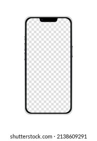 Teléfono inteligente. Mockup de pantalla transparente de dispositivo electrónico móvil.
