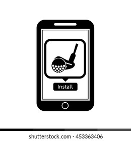 smart phone mobile golf application icon illustration design