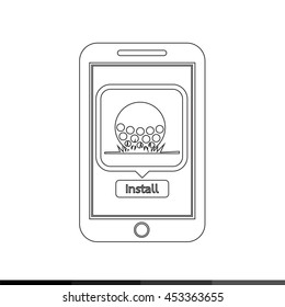 smart phone mobile golf application icon illustration design
