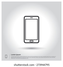 Smart Phone Mobile Icon, pictogram icon on gray background. Vector illustration. Flat design style
