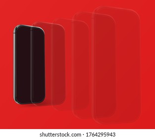 smart phone and mobile phone. isolated mobile phone vector against red background. Modern design