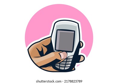 Smart phone or mobile phone simple symbol, sticker ,logo ,icon vector design. retro mobile phone concept vector illustration