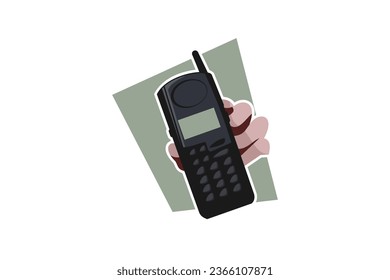 Símbolo sencillo para teléfono inteligente o teléfono móvil, pegatina, logotipo, diseño vectorial de icono. ilustración vectorial del concepto de teléfono móvil retro