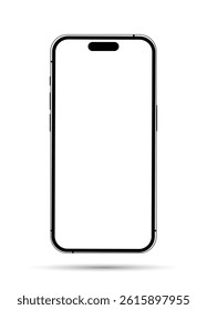 Smart Phone Mockup Black Color Front View Isolated on White Background. Smartphone Cut out Template
