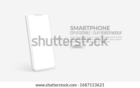 Smart phone mockup with blank screen, Clay render template for app development and UX/UI design
