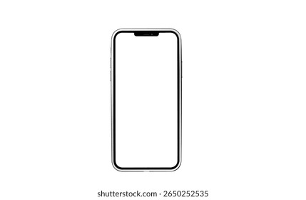 Smart phone mockup set blank isolated Transparent  screen  , High quality device front view shadow Mobile phone app user experience UX or app UX