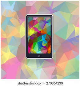 smart phone model with bright triangles wallpaper