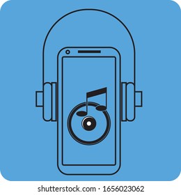 smart phone music icon for an app and website, scalable, print ready format