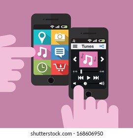 Smart phone with music player interface