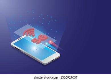 smart phone new technology networking with high speed 5g wifi wireless conncetion vector template